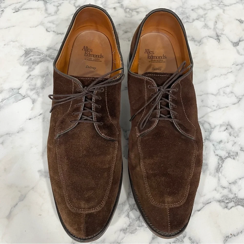 Allen Edmonds Delray chocolate brown suede dress shoes oxford’s men’s size 11.5